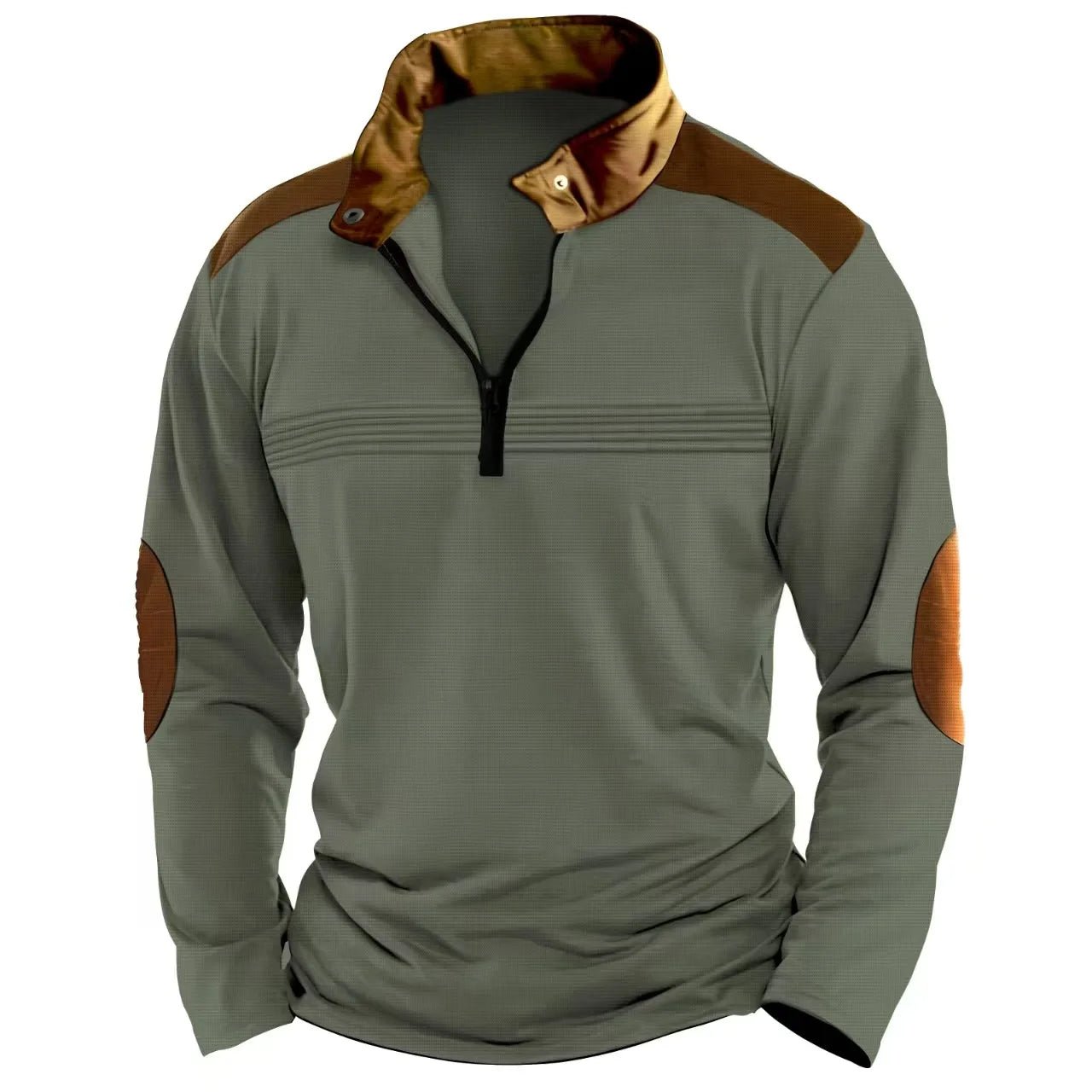 Winter Fashion S - 3XL Everyday Casual Solid Color Zipper Chest Pleated Stripe Patchwork Comfortable Long - Sleeved POLO Shirt - UT KICK ASSlong sleeve14:771#White;200007763:201336100;5:100014065