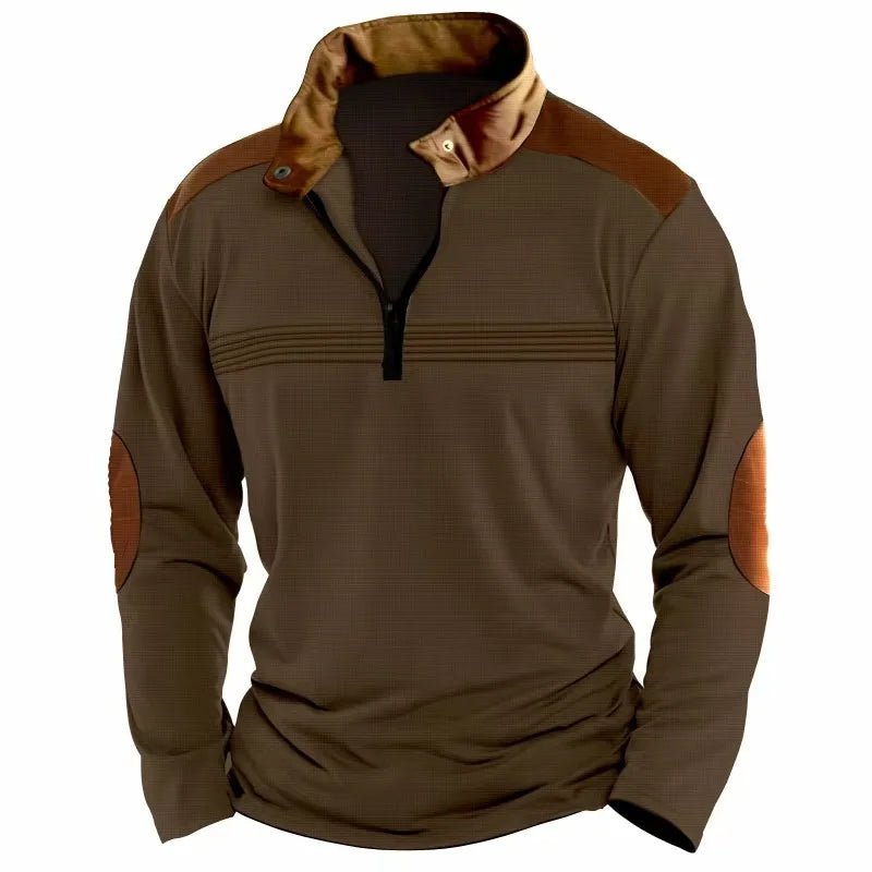 Winter Fashion S - 3XL Everyday Casual Solid Color Zipper Chest Pleated Stripe Patchwork Comfortable Long - Sleeved POLO Shirt - UT KICK ASSlong sleeve14:771#White;200007763:201336100;5:100014065