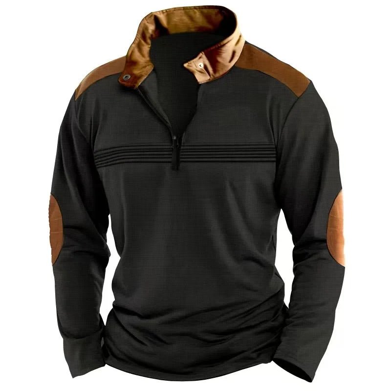 Winter Fashion S - 3XL Everyday Casual Solid Color Zipper Chest Pleated Stripe Patchwork Comfortable Long - Sleeved POLO Shirt - UT KICK ASSlong sleeve14:771#White;200007763:201336100;5:100014065