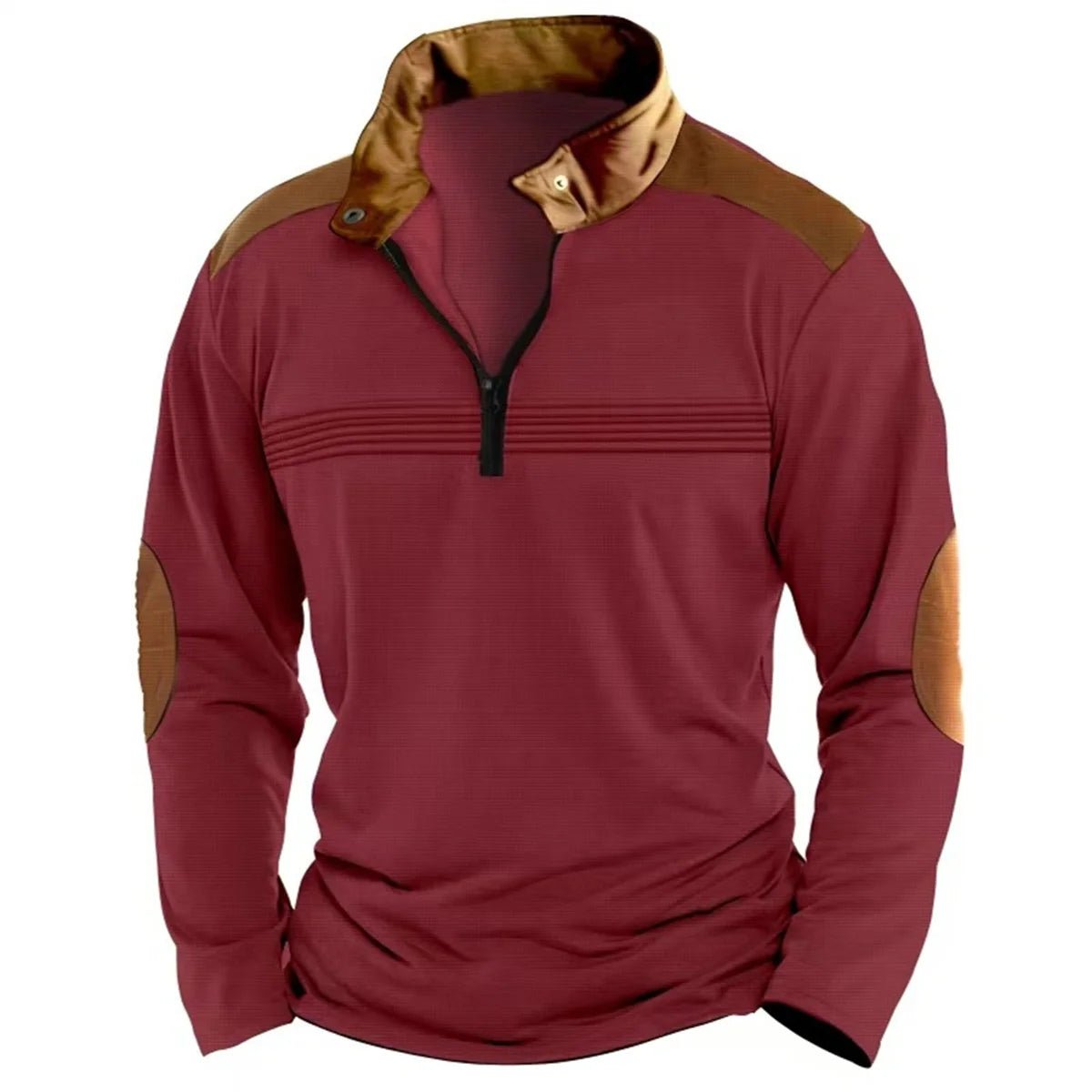 Winter Fashion S - 3XL Everyday Casual Solid Color Zipper Chest Pleated Stripe Patchwork Comfortable Long - Sleeved POLO Shirt - UT KICK ASSlong sleeve14:771#White;200007763:201336100;5:100014065