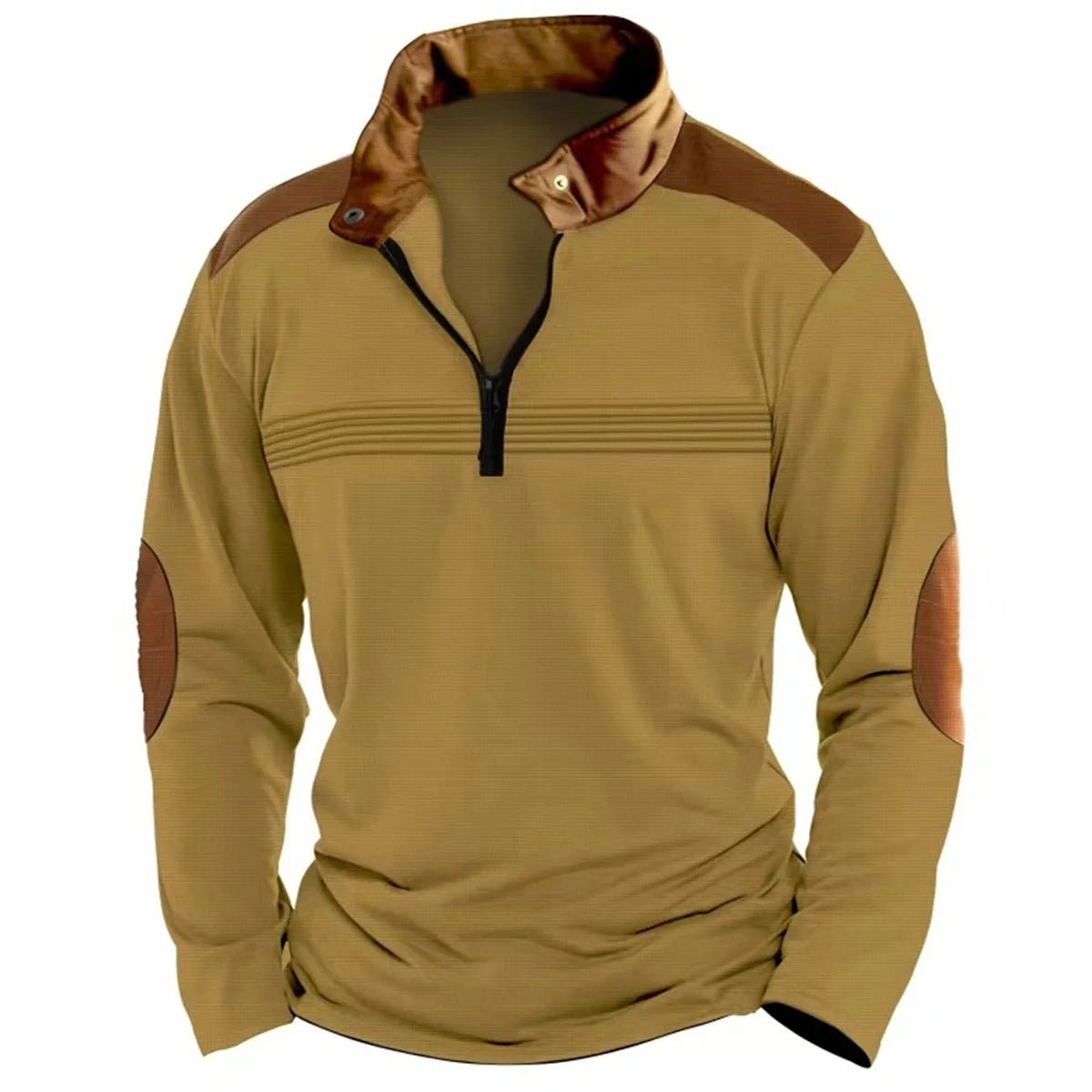 Winter Fashion S - 3XL Everyday Casual Solid Color Zipper Chest Pleated Stripe Patchwork Comfortable Long - Sleeved POLO Shirt - UT KICK ASSlong sleeve14:771#White;200007763:201336100;5:100014065