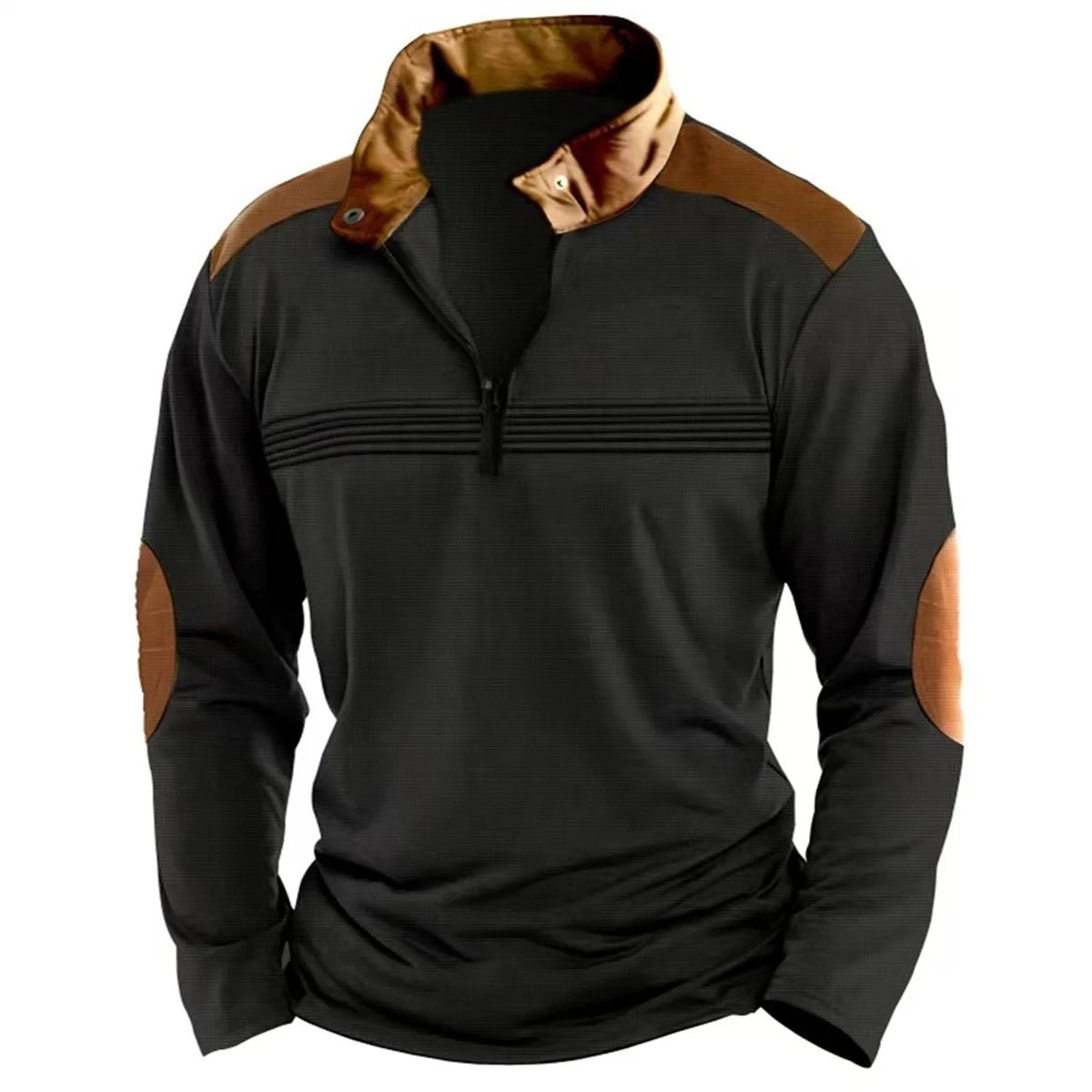 Winter Fashion S - 3XL Everyday Casual Solid Color Zipper Chest Pleated Stripe Patchwork Comfortable Long - Sleeved POLO Shirt - UT KICK ASSlong sleeve14:771#White;200007763:201336100;5:100014065