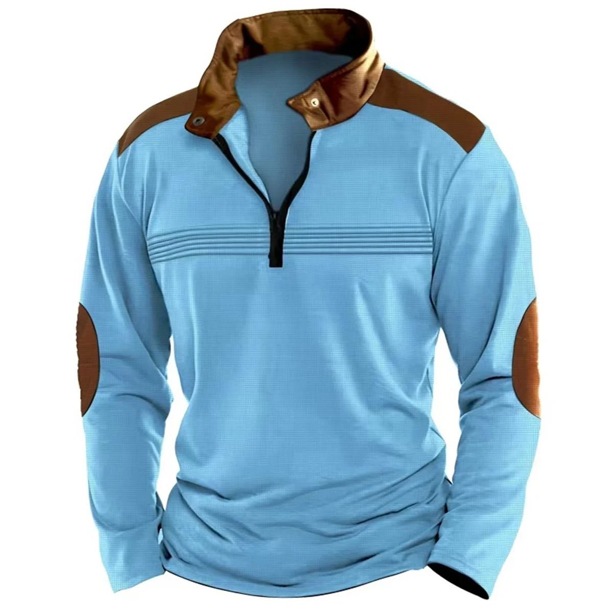 Winter Fashion S - 3XL Everyday Casual Solid Color Zipper Chest Pleated Stripe Patchwork Comfortable Long - Sleeved POLO Shirt - UT KICK ASSlong sleeve14:771#White;200007763:201336100;5:100014065