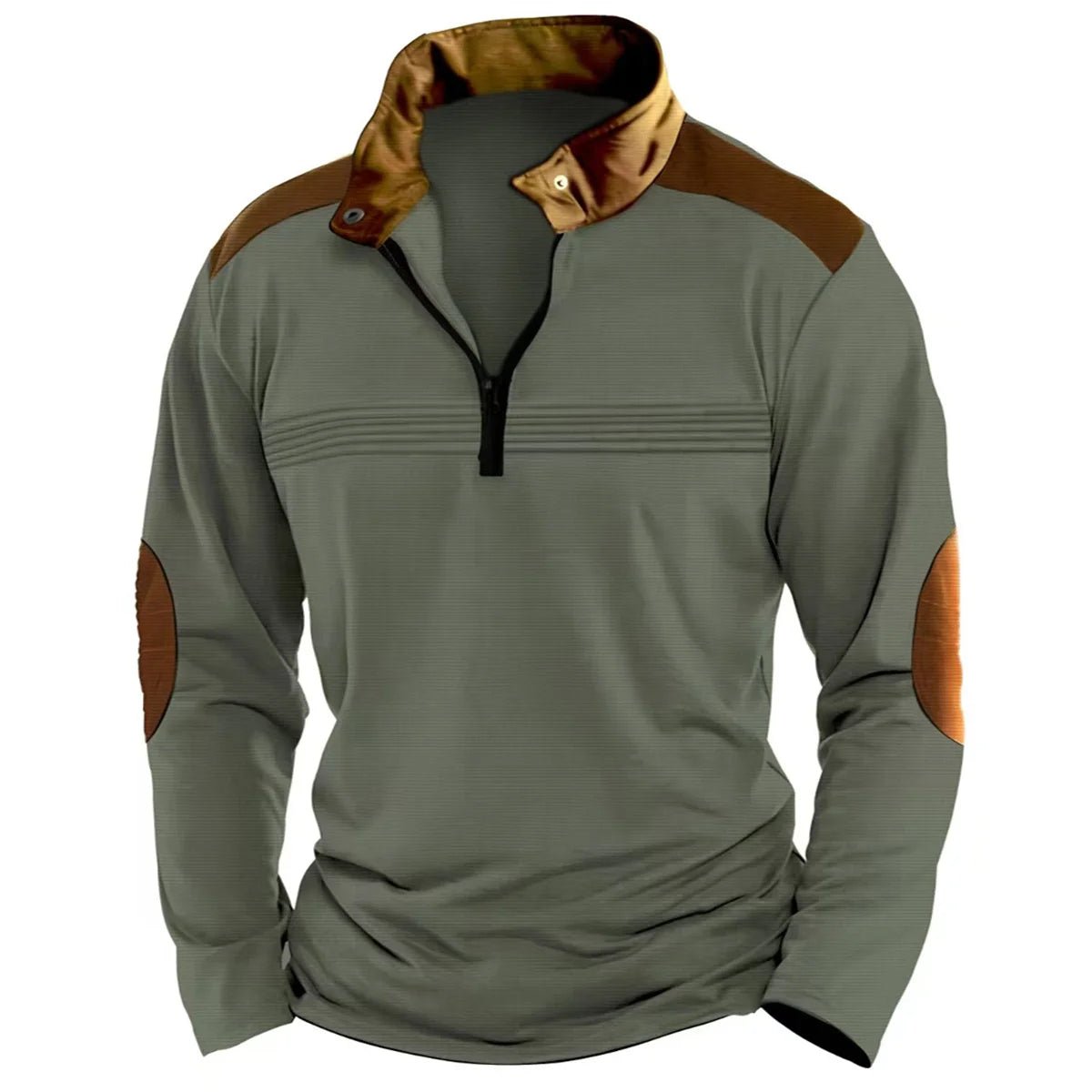 Winter Fashion S - 3XL Everyday Casual Solid Color Zipper Chest Pleated Stripe Patchwork Comfortable Long - Sleeved POLO Shirt - UT KICK ASSlong sleeve14:771#White;200007763:201336100;5:100014065