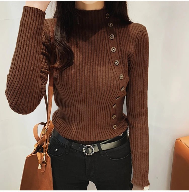 Women Knitted Winter Pullovers 2024 Fashion Long Sleeve White Black Sweaters Turtleneck Korean Clothes Elegant Pink Ladies Tops - UT KICK ASStop14:193;5:200003528