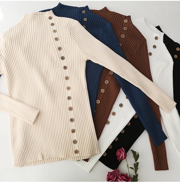 Women Knitted Winter Pullovers 2024 Fashion Long Sleeve White Black Sweaters Turtleneck Korean Clothes Elegant Pink Ladies Tops - UT KICK ASStop14:193;5:200003528