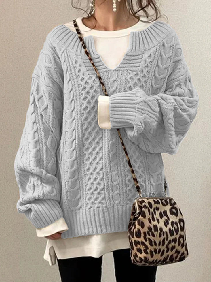 Women Pullovers Knit Sweater S - 3XLWarm Long Sleeve Half Open Collar Tops Knitted Sweater Retro Office Lady Jumpers Autumn Winter - UT KICK ASS14:200006151#light gray;5:4182