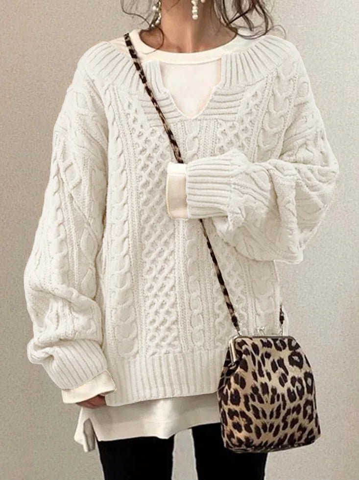 Women Pullovers Knit Sweater S - 3XLWarm Long Sleeve Half Open Collar Tops Knitted Sweater Retro Office Lady Jumpers Autumn Winter - UT KICK ASS14:29#white;5:4182