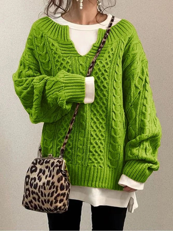Women Pullovers Knit Sweater S - 3XLWarm Long Sleeve Half Open Collar Tops Knitted Sweater Retro Office Lady Jumpers Autumn Winter - UT KICK ASS14:200004889#khaki;5:4182