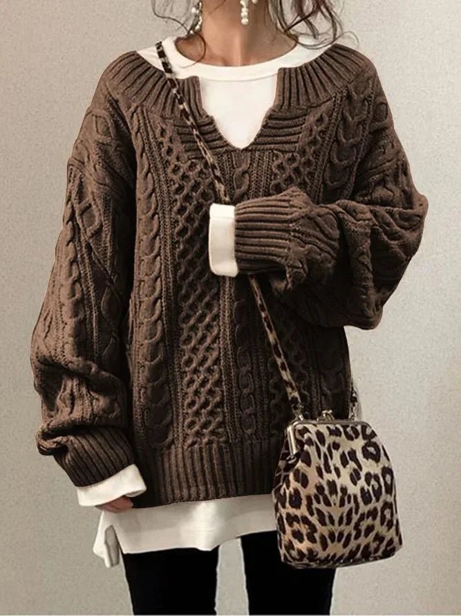 Women Pullovers Knit Sweater S - 3XLWarm Long Sleeve Half Open Collar Tops Knitted Sweater Retro Office Lady Jumpers Autumn Winter - UT KICK ASS14:1254#coffee;5:4182