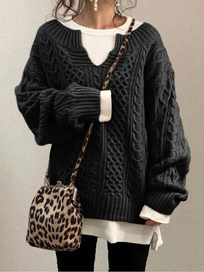 Women Pullovers Knit Sweater S - 3XLWarm Long Sleeve Half Open Collar Tops Knitted Sweater Retro Office Lady Jumpers Autumn Winter - UT KICK ASS14:200004889#khaki;5:4182