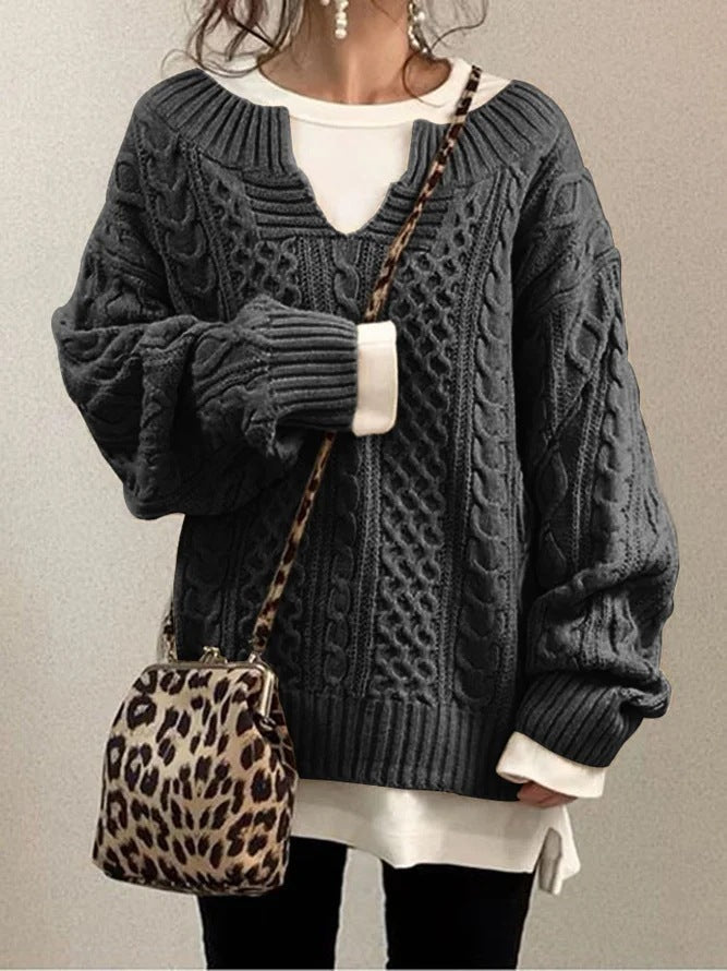 Women Pullovers Knit Sweater S - 3XLWarm Long Sleeve Half Open Collar Tops Knitted Sweater Retro Office Lady Jumpers Autumn Winter - UT KICK ASS14:200004889#khaki;5:4182