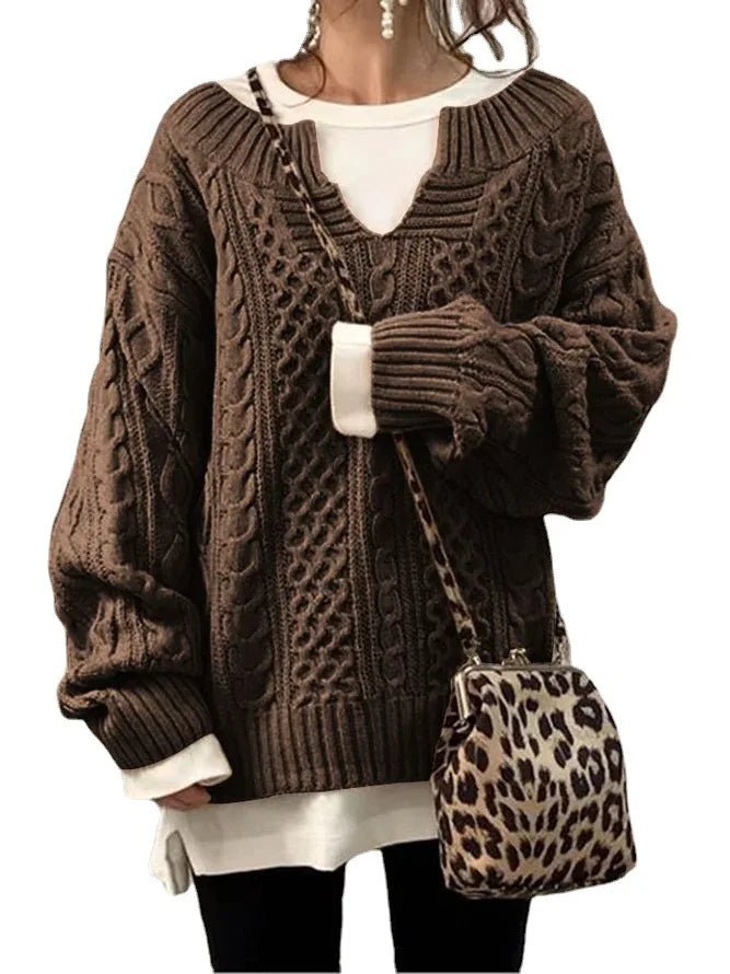 Women Pullovers Knit Sweater S - 3XLWarm Long Sleeve Half Open Collar Tops Knitted Sweater Retro Office Lady Jumpers Autumn Winter - UT KICK ASS14:200004889#khaki;5:4182