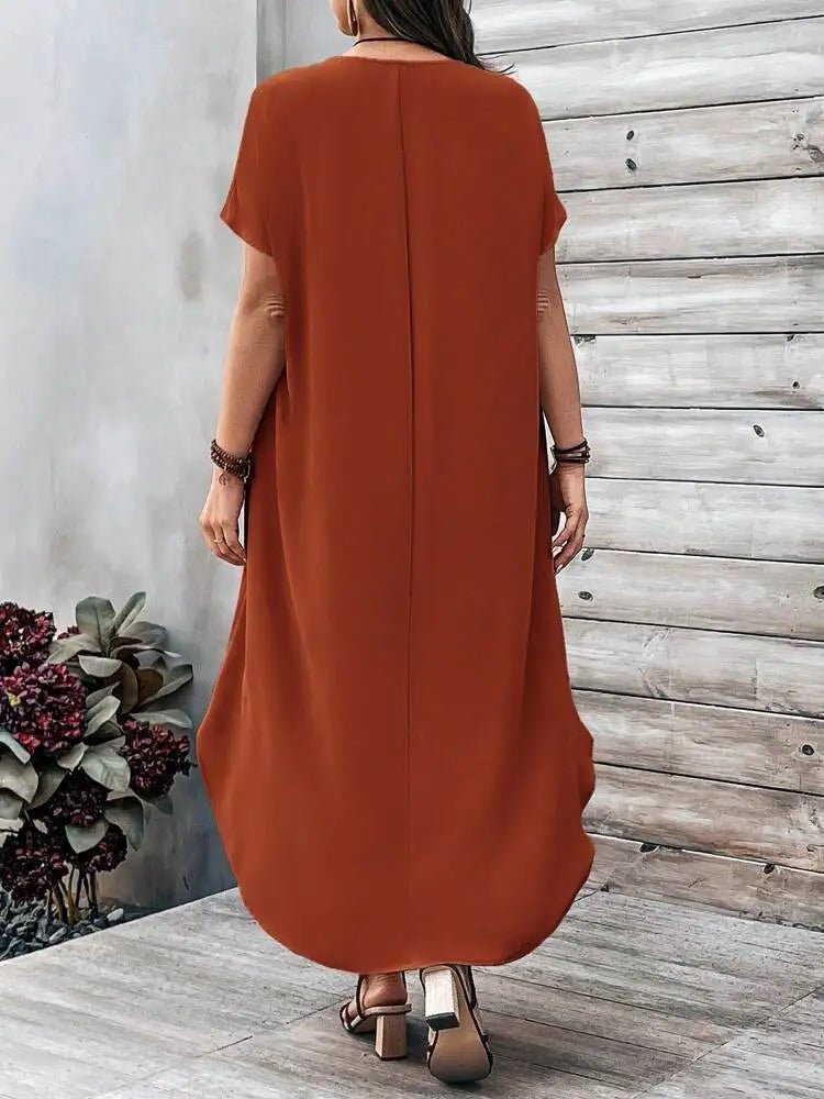 2024 Spring and Summer 1XL - 4XL Cross border European and American New Large Women's Fashion Casual V - neck Dress for Women Plus Size - UT KICK ASS14:365458;5:200000990