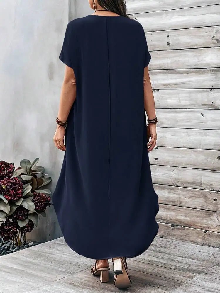 2024 Spring and Summer 1XL - 4XL Cross border European and American New Large Women's Fashion Casual V - neck Dress for Women Plus Size - UT KICK ASS14:365458;5:200000990