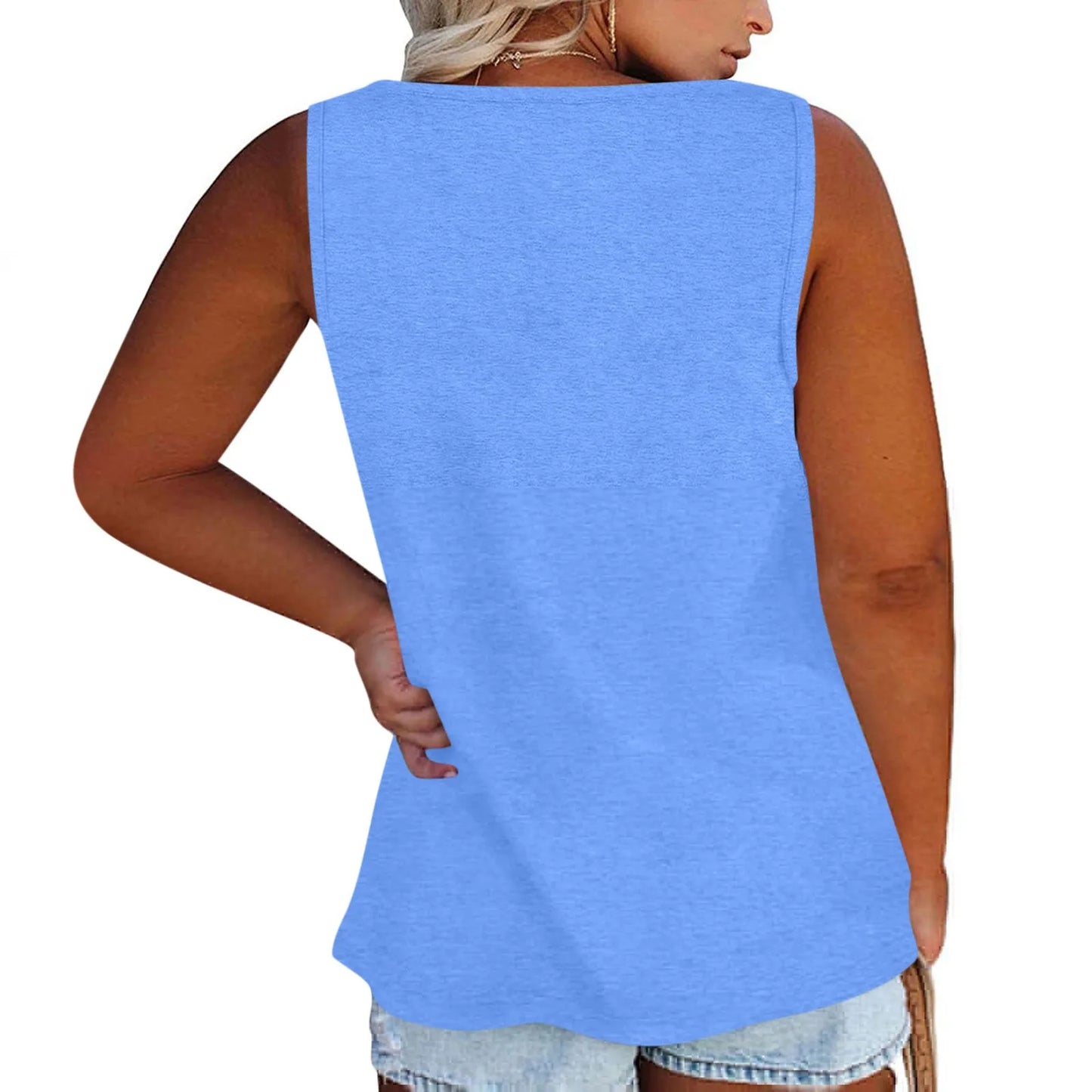 Women Summer Plus Size L-5XL Sleeveless Casual Solid Color O-Neck T-Shirt Tops Blouse Traf 2024 Mujer Sleeveless T-Shirt Ropa De Mujer