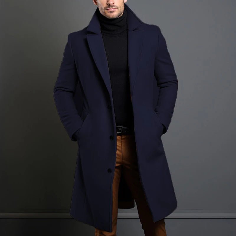 Autumn Winter Men's Trench Coats S - XXL Luxury Male Mid - Long Warm Wool Jackets Casual Mens Business Comfortable Overcoat Clothing - UT KICK ASSmens14:173#Dark Blue;5:100014064