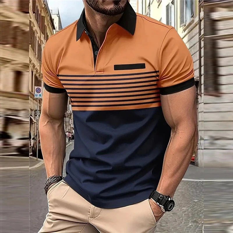 Business Men's S - 5XL Polo Summer Short Sleeve Clothing Fashion Stripe Print Street Casual Buttons Tops Oversized Pullover - UT KICK ASSshirt14:365458#S01 - ST07049;5:361386