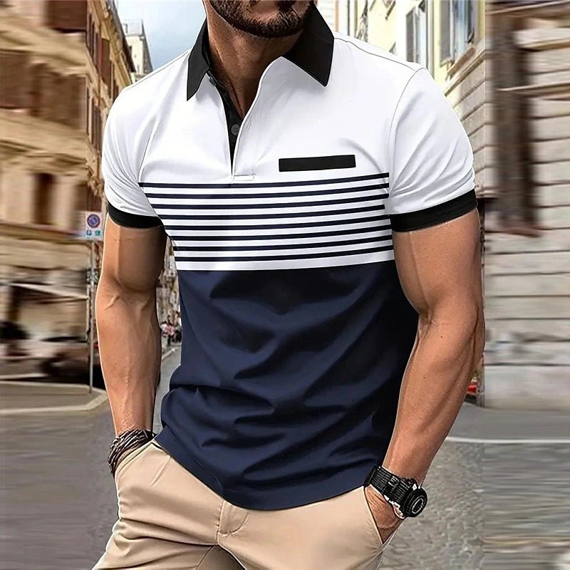 Business Men's S - 5XL Polo Summer Short Sleeve Clothing Fashion Stripe Print Street Casual Buttons Tops Oversized Pullover - UT KICK ASSshirt14:691#S01 - ST07051;5:200000991