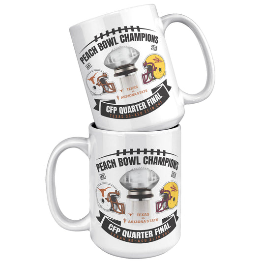 CFP PEACH BOWL CHAMPIONS MUG - UT KICK ASSFront/Back15ozwhite