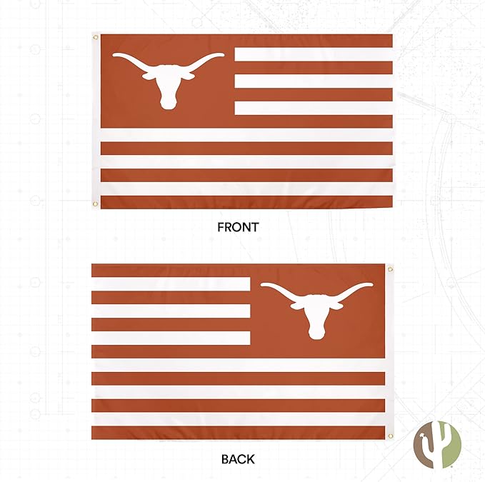 Desert Cactus University of Texas Indoor and Outdoor 100% Polyester University Flag Banner, 3x5 Feet Nation Style - for Decor, Events, and Texas Longhorns Pride Display - UT KICK ASS
