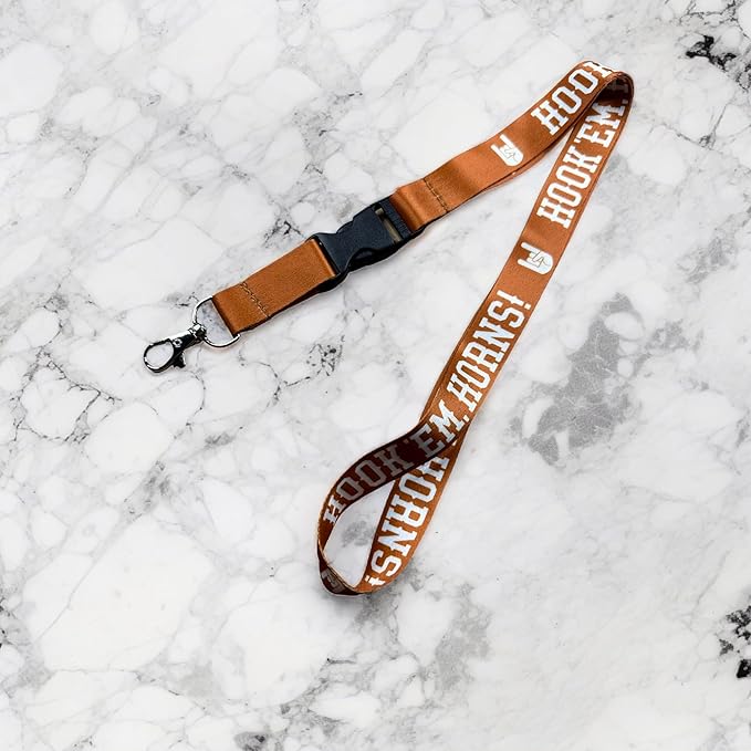 Desert Cactus University of Texas UT Longhorns Car Keys ID Badge Holder Lanyard Keychain Detachable Breakaway Snap Buckle (Orange - Hook 'em Hand) - UT KICK ASSDesert-Cactus-Univer-7385137938478
