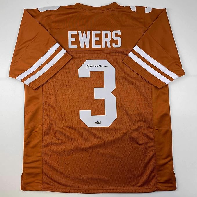 Facsimile Autographed Quinn Ewers Texas Orange Reprint Laser Auto College Football Jersey Size Men's XL - UT KICK ASSFacsimile-Autographe-7384688885806