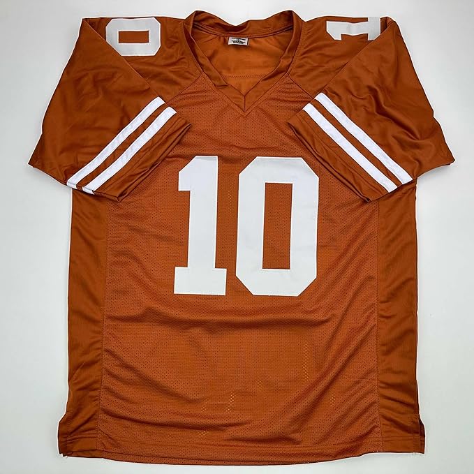 Facsimile Autographed Vince Young Texas Orange Reprint Laser Auto College Football Jersey Size Men's XL - UT KICK ASSFacsimile-Autographe-7384717426734
