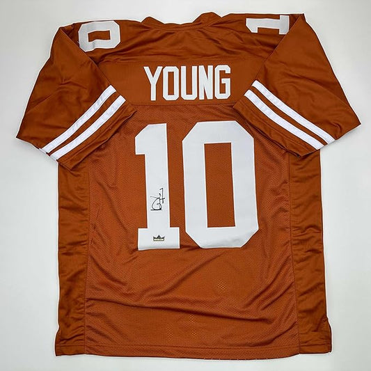 Facsimile Autographed Vince Young Texas Orange Reprint Laser Auto College Football Jersey Size Men's XL - UT KICK ASSFacsimile-Autographe-7384717426734