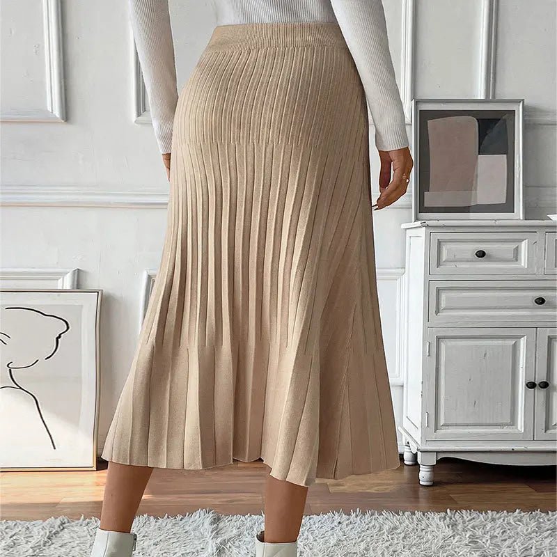 Fashionable Women's S/M/L Slanted Shoulder Long Sleeved Solid Color Waist Cinching Sexy Style Dress - UT KICK ASSskirt14:200001438#Khaki;5:100014064