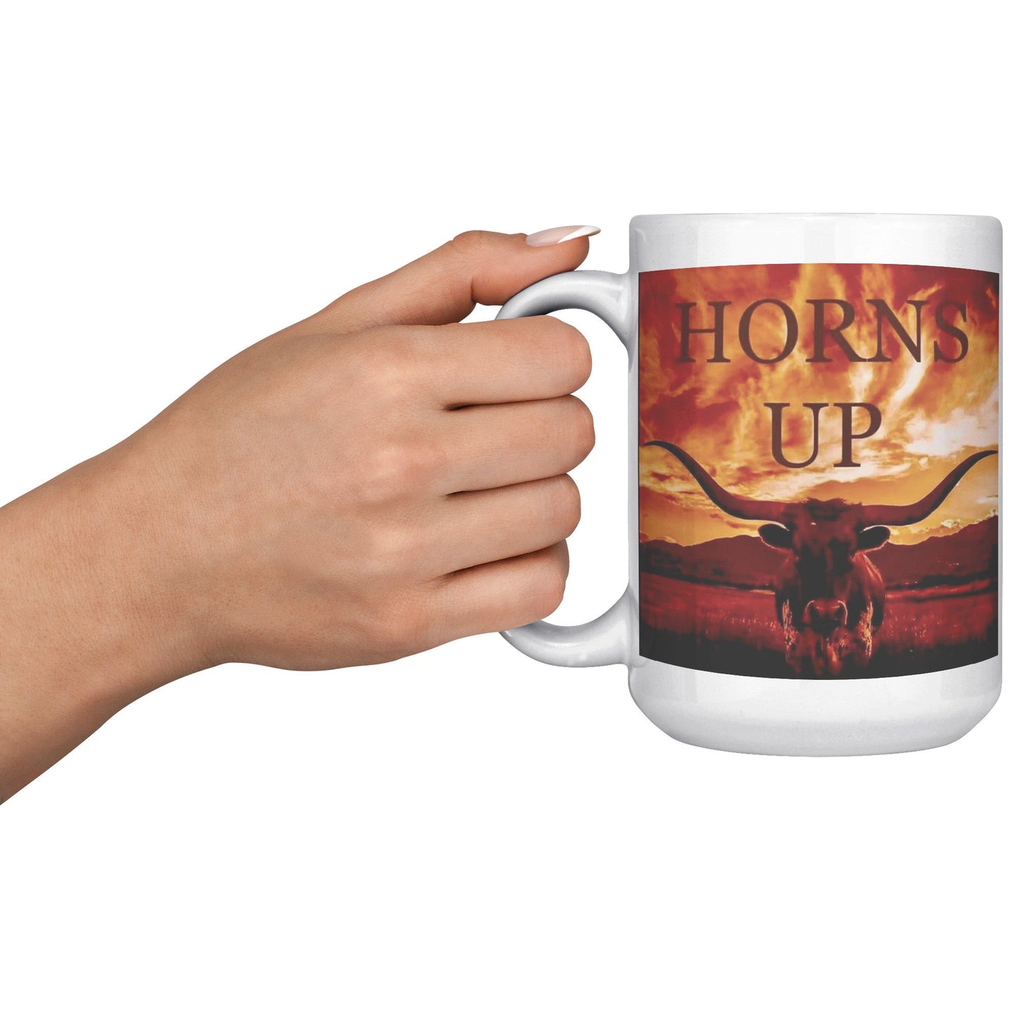 Horns Up Sky 15OZ MUG - UT KICK ASSFront/Back15ozwhite