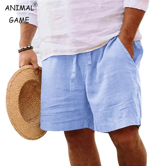 Mens Cotton S - 3XL Solid Color Short Lightweight Gym Pants Linen Beach Shorts Men Jogging Sport Large Short Homme - UT KICK ASSshorts14:365458#Black;5:361385