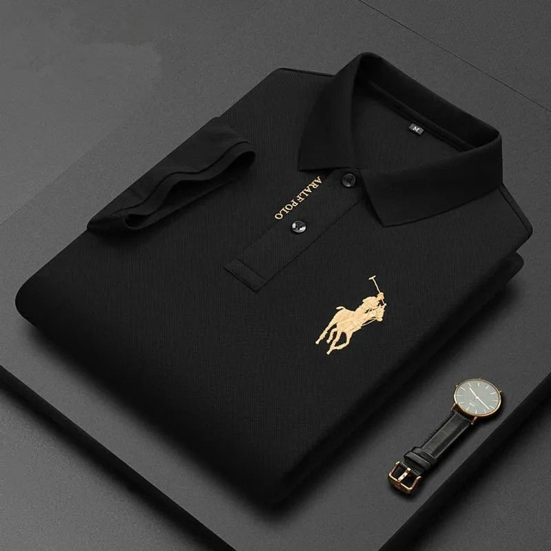 Men's M - 4XL 100% pure cotton half sleeved embroidered polo shirt, luxurious, fashionable, and elegant embroidered casual shirt - UT KICK ASSshirt14:200002130#black;5:4183