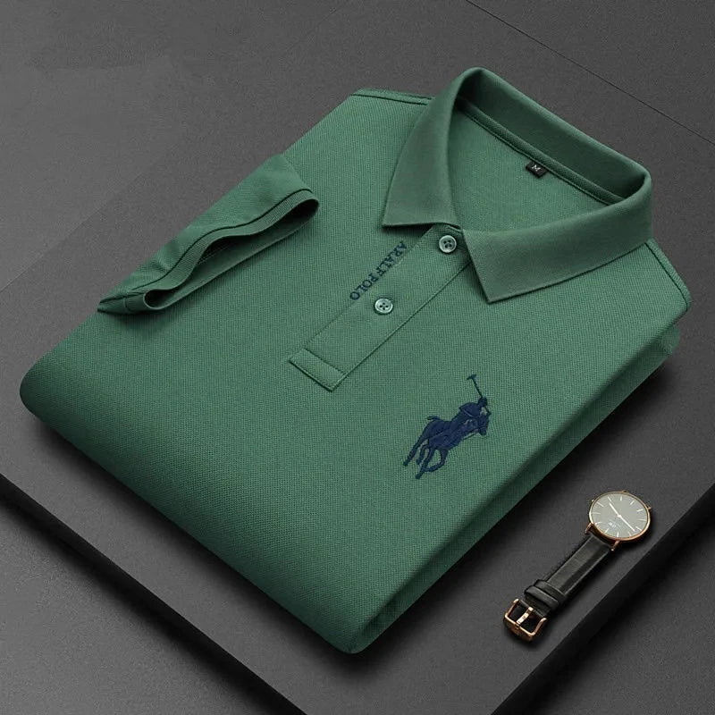 Men's M - 4XL 100% pure cotton half sleeved embroidered polo shirt, luxurious, fashionable, and elegant embroidered casual shirt - UT KICK ASSshirt14:175#green;5:4183