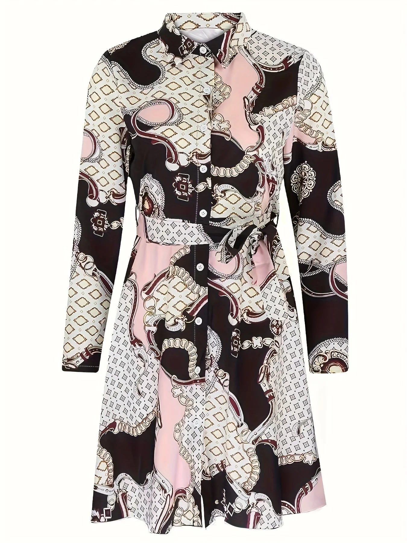 Plus Size XL - 3XL/5XL Women Casual Print Long Sleeve V neck Dress - UT KICK ASSdress14:1052;5:200000991