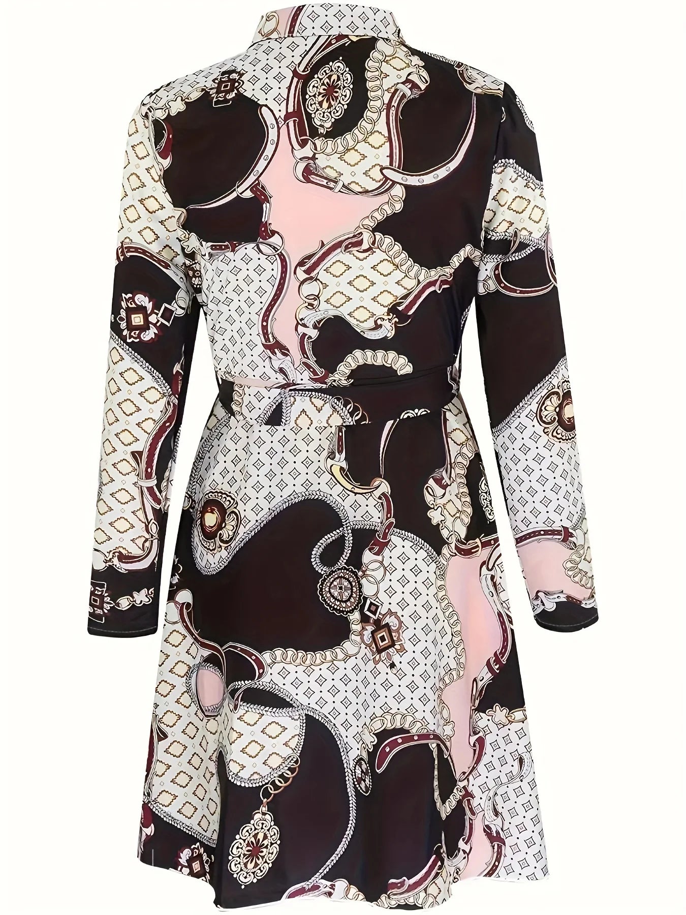 Plus Size XL - 3XL/5XL Women Casual Print Long Sleeve V neck Dress - UT KICK ASSdress14:1052;5:200000991