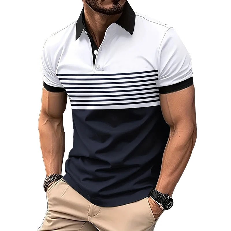 Summer Men Casual S - 3XL Short Sleeve Lapel Business Polo Shirt 3D Digital Print Stripe Polo Shirt Sport Button Pullover Tops - UT KICK ASSshirt14:771#DXPL01 - white;5:4183