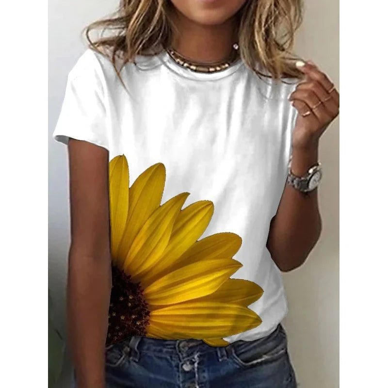 Sunflower Flower Pattern T-Shirt XS - 3XL For Women Cat Animal 3D Printed Fashion Oversized Tees Short Sleeves Round Neck Tops - UT KICK ASStshirt14:200002130#Tshirt - YSY017847;5:4181