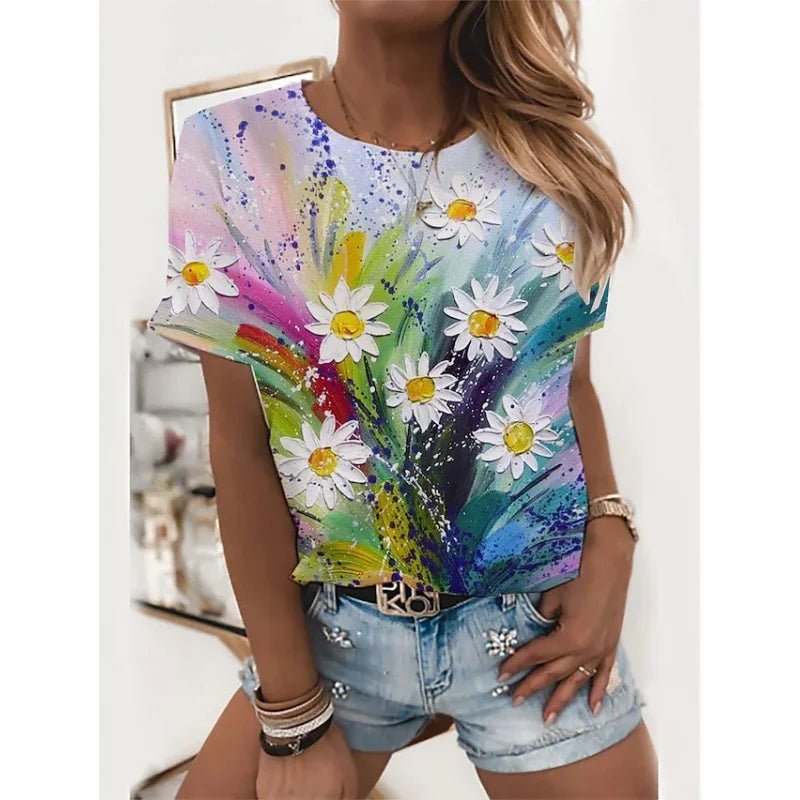 Sunflower Flower Pattern T-Shirt XS - 3XL For Women Cat Animal 3D Printed Fashion Oversized Tees Short Sleeves Round Neck Tops - UT KICK ASStshirt14:200004890#Tshirt - YSY017844;5:4183