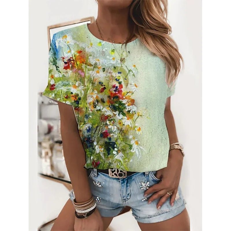 Sunflower Flower Pattern T-Shirt XS - 3XL For Women Cat Animal 3D Printed Fashion Oversized Tees Short Sleeves Round Neck Tops - UT KICK ASStshirt14:193#Tshirt - YSY017838;5:4183