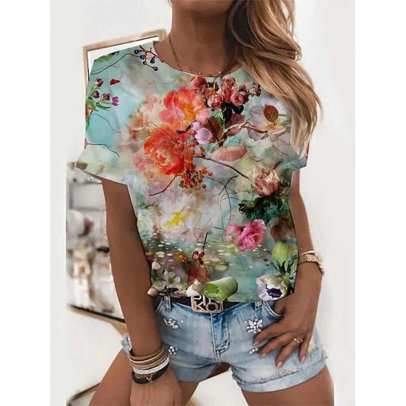 Sunflower Flower Pattern T-Shirt XS - 3XL For Women Cat Animal 3D Printed Fashion Oversized Tees Short Sleeves Round Neck Tops - UT KICK ASStshirt14:200002130#Tshirt - YSY017847;5:4181