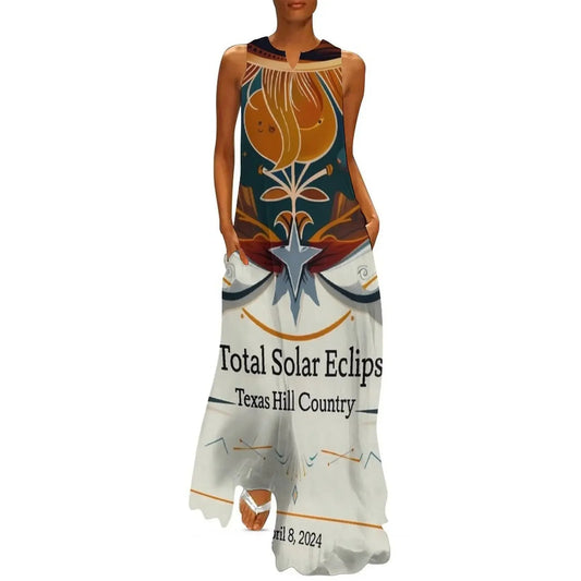 Texas Eclipse Over Texas S - 3XXXL Hill Country: April 8, 2024 Solar Eclipse Poster Long Dress Evening dresses party dresses women - UT KICK ASSdress14:29#One;5:361385