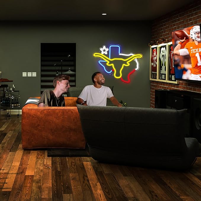 TEXAS Longhorn Neon Sign LED TEXAS Neon Light Sign USB Powered for Man Cave Room Bar TEXAS Wall Decor Western Gift for Friends Colleague Partner 15 * 12 IN - UT KICK ASSsign