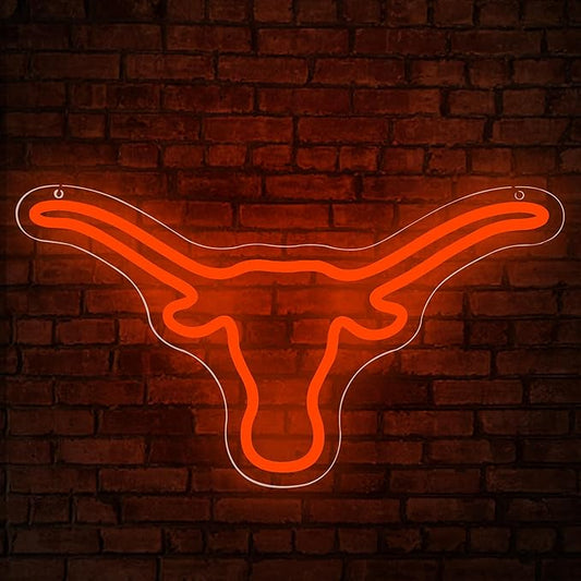 Texas Neon Sign for Wall Decor,College Neon Led Sign for Bedroom,Ox Horn Neon Signs for Man Cave,Dorm Decaration,Universiy Logo Neon Sign for Room Decor,Graduation Gifts ,Size 14.6*8.3 inches(FMXD096) - UT KICK ASSsign