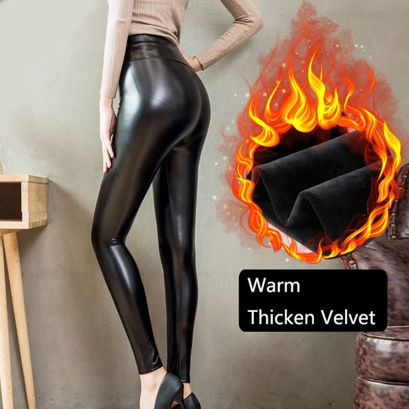 Tight leather look S - 5XL and Plus Size Winter PU Leather Leggings Women Thickened Warm Legging High Waist Leggings Black Leather Pants Women - UT KICK ASS14:771#Black Thin Matt;200007763:201336100;5:361385