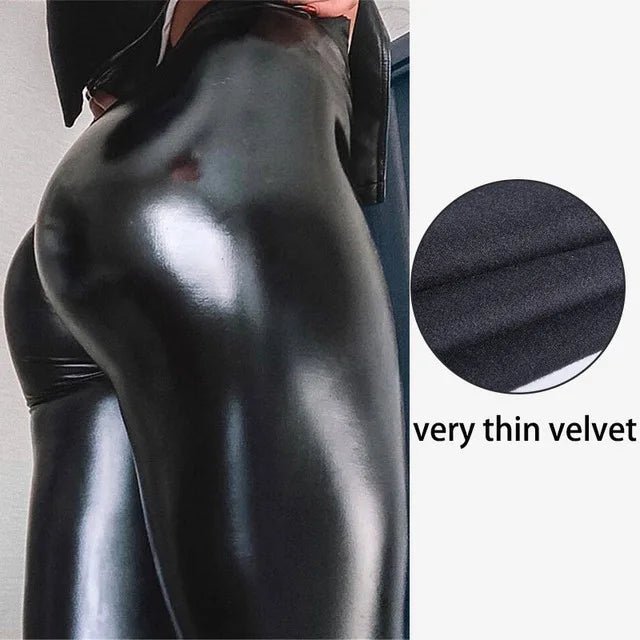 Tight leather look S - 5XL and Plus Size Winter PU Leather Leggings Women Thickened Warm Legging High Waist Leggings Black Leather Pants Women - UT KICK ASS14:200004890#Black with velvet;200007763:201336100;5:200000991