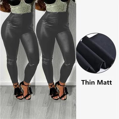 Tight leather look S - 5XL and Plus Size Winter PU Leather Leggings Women Thickened Warm Legging High Waist Leggings Black Leather Pants Women - UT KICK ASS14:771#Black Thin Matt;200007763:201336100;5:361385