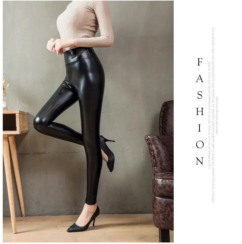 Tight leather look S - 5XL and Plus Size Winter PU Leather Leggings Women Thickened Warm Legging High Waist Leggings Black Leather Pants Women - UT KICK ASS14:771#Black Thin Matt;200007763:201336100;5:361385