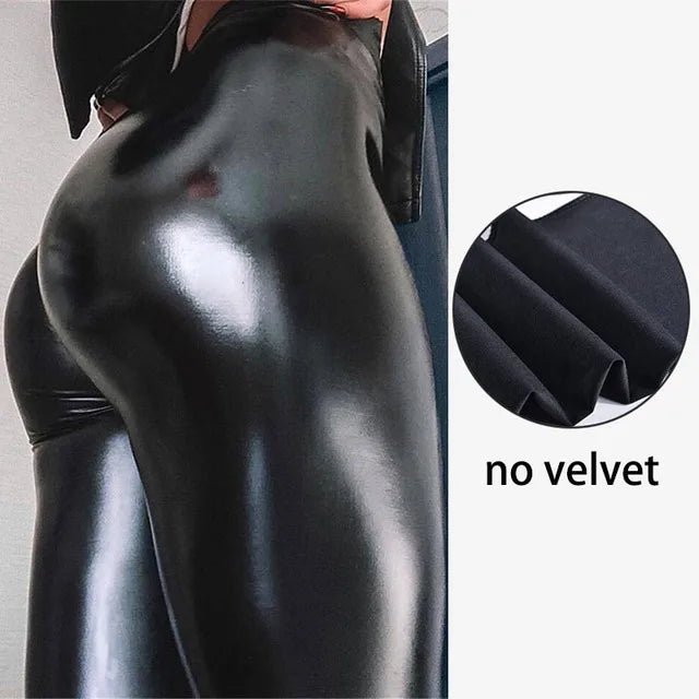 Tight leather look S - 5XL and Plus Size Winter PU Leather Leggings Women Thickened Warm Legging High Waist Leggings Black Leather Pants Women - UT KICK ASS14:691#Black no velvet;200007763:201336100;5:200000990