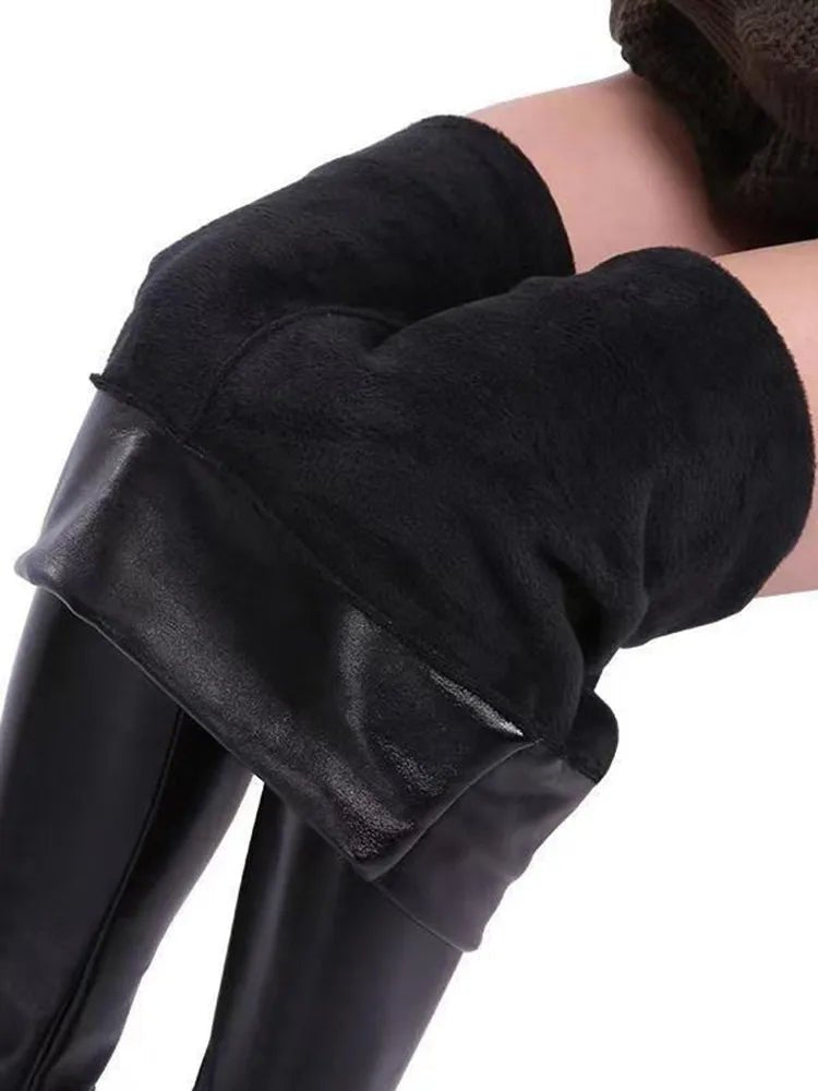 Tight leather look S - 5XL and Plus Size Winter PU Leather Leggings Women Thickened Warm Legging High Waist Leggings Black Leather Pants Women - UT KICK ASS14:771#Black Thin Matt;200007763:201336100;5:361385